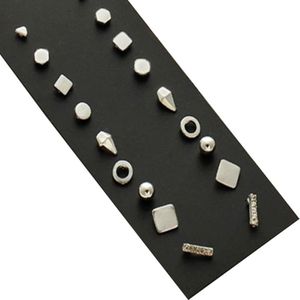 9 Pair Sets Assorted Multiple Stud Earings Jewelry Set With Card For Women And Girls(Silver)