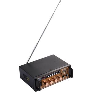AK-698E HiFi Stereo Audio Power Amplifier 20W + 20W Digital Player with Remote Control  Support FM / SD / MP3 Player / USB  AC 220V / DC 12V(Black)