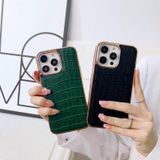 Voor iPhone 13 Pro Max Nano Galvaniseren Krokodil Textuur Lederen Telefoon Case (Zwart)