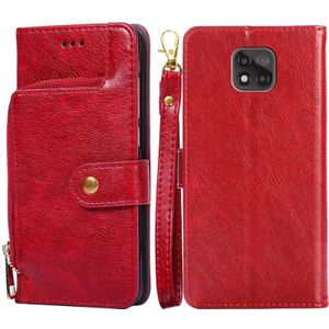 For Motorola Moto G Power (2021) Zipper Bag PU + TPU Horizontal Flip Leather Case with Holder & Card Slot & Wallet & Lanyard(Red)