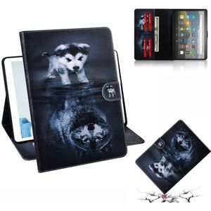 For Amazon Kindle Fire HD 8 (2020) / HD 8 Plus (2020) 3D Colored Drawing Horizontal Flip Leather Case with Holder & Card Slot & Wallet(Wolf And Dog)