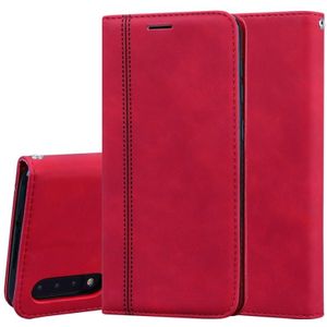For Samsung Galaxy A50 Frosted Business Magnetic Horizontal Flip PU Leather Case with Holder & Card Slot & Lanyard(Red)