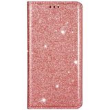 For iPhone X / XS Ultrathin Glitter Magnetic Horizontal Flip Leather Case with Holder & Card Slots(Rose Gold)