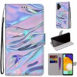 For Samsung Galaxy A13 4G Coloured Drawing Cross Texture Horizontal Flip PU Phone Leather Case with Holder & Card Slots & Wallet & Lanyard(Colorful Layer(Fluorescent Water Pattern)