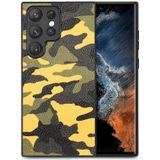 For Samsung Galaxy S23 Ultra 5G Camouflage Leather Back Cover Phone Case(Yellow)