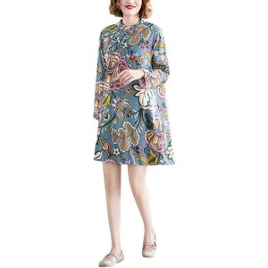 Art Retro Cotton And Linen Improved Cheongsam Dress (Color:As Shown Size:M)