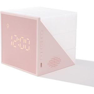 Cube Alarm Clock With LED Night Light USB Charging Cartoon Colorful Alarm Clock(Pink)