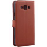 For Galaxy A5 / A500F Litchi Texture Horizontal Flip Leather Case with Holder & Card Slots & Wallet(Brown)
