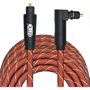 EMK 90 Degree Swivel Adjustable Right Angled 360 Degrees Rotatable Pulg Nylon Woven Mesh Optical Audio Cable  Cable Length:5m(Orange)