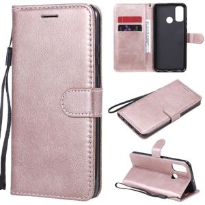 For Huawei P smart 2020 Solid Color Horizontal Flip Protective Leather Case with Holder & Card Slots & Wallet & Photo Frame & Lanyard(Rose Gold)