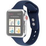 For Apple Watch 5 & 4 44mm / 3 & 2 & 1 42mm Thin Silicone Double Buckle Replacement Wrist Strap(Midnight Blue)
