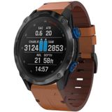 Voor Garmin Descent MK 2i 26mm lederen stalen gesp horlogeband