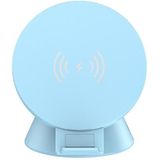 10W Multifunctionele Universele Horizontale / Verticale Flash Opladen Draadloze Charger Bluetooth-luidspreker met USB-interface (Cyaan Blauw)