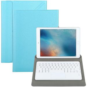 Universal Detachable Bluetooth Keyboard + Leather Case with Touchpad for iPad 9-10 inch  Specification:White Keyboard(Blue)