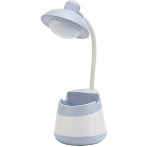 USB Charging LED Desk Light Eye Protection Lamp with Pen Holder and Phone Holder(CS276-4 Blue)