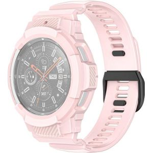 Voor Samsung Galaxy Watch4 Classic 46mm Carbon Fiber Sport Silicone Integrated Watchband (Sand Pink)