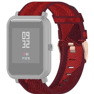 For Amazfit Bip Lite Version 1S / Bip S 20mm Nylon Denim Canvas Replacement Strap Watchband(Red Stripe)