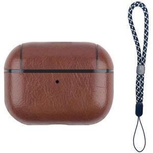 For AirPods Pro 2 Wireless Earphone Leather Shockproof Protective Case with Lanyard(Dark Brown)