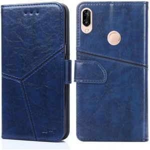 For Huawei P20 lite / nova 3e Geometric Stitching Horizontal Flip TPU + PU Leather Case with Holder & Card Slots & Wallet(Blue)
