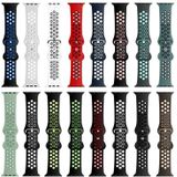 Butterfly Buckle Dual-tone Liquid Silicone Replacement Watchband For Apple Watch Series 7 & 6 & SE & 5 & 4 44mm  / 3 & 2 & 1 42mm(Cloudy Gray+Gray Green)