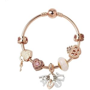 MGZ03 Rose Gold Love Heart Lock Decorative Bracelet  Length: 20cm