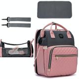 LEQUEEN Portable Folding Crib Sunshade Mommy Backpack(Pink Gray)