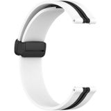 Voor Samsung Galaxy Watch Active 2 40mm 20mm opvouwbare magnetische sluiting siliconen horlogeband (wit + zwart)