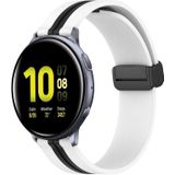 Voor Samsung Galaxy Watch Active 2 40mm 20mm opvouwbare magnetische sluiting siliconen horlogeband (wit + zwart)