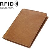 8235 Antimagnetic RFID Multi-function Crazy Horse Texture Leather Wallet Passport Bag (Yellowish-brown)