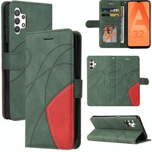 For Samsung Galaxy A32 5G Dual-color Splicing Horizontal Flip PU Leather Case with Holder & Card Slots & Wallet(Green)