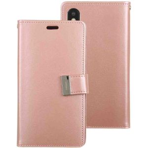 MERCURY GOOSPERY RICH DIARY Crazy Horse Texture Horizontal Flip Leather Case for iPhone XS  with Card Slots & Wallet (Rose Gold)