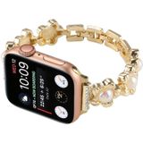 Bloemenarmband Metalen horlogeband voor Apple Watch Series 8&7 41mm / SE 2&6&SE&5&4 40mm / 3&2&1 38mm (Goud)