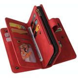 Huid voelen PU + TPU horizontale flip lederen geval met houder  15 kaarten slot & portemonnee & rits zak & lanyard voor iPhone 8 Plus & 7 Plus (rood)