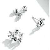 S925 Sterling zilveren plezier kikker oor studs vrouwen oorbellen