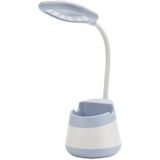 USB Charging LED Desk Light Eye Protection Lamp with Pen Holder and Phone Holder(CS276-3  Blue)
