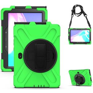 For Samsung Galaxy Tab Active Pro T540 / T545 Shockproof Colorful Silicone + PC Protective Case with Holder & Hand Grip Strap(Green)