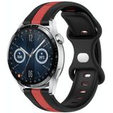 Voor Huawei Watch GT3 46 mm 20 mm vlindergesp tweekleurige siliconen horlogeband (zwart + rood)