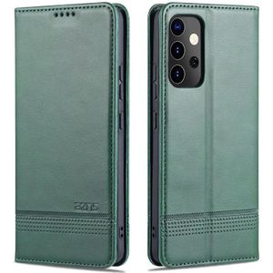 For Samsung Galaxy A82 5G AZNS Magnetic Calf Texture Horizontal Flip Leather Case with Card Slots & Holder & Wallet(Dark Green)
