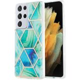 Voor Samsung Galaxy S21 Ultra 5G 3D Electroplating Marble Pattern TPU Beschermhoes(groen)