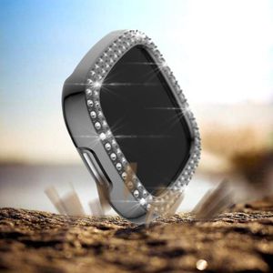 For Fitbit Versa 3 / Versa Sense Double Row Plating Diamonds PC Protective Case(Gray)