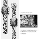 Silicone Printing Integrated Replacement Watch Case Watchband For Apple Watch Series 6 & SE & 5 & 4 40mm(White-haired Leopard)
