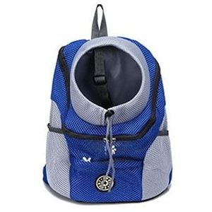 Outdoor Pet Dog Carrier Bag Front Bag Double Shoulder Portable Travel Backpack Mesh Backpack Head  Size:L(Blue)