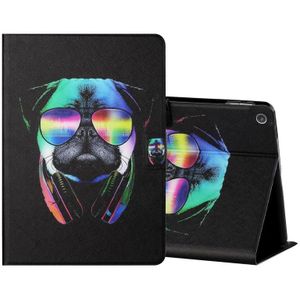 For Amazon Kindle Fire HD10 2015 / 2017 / 2019 Colored Drawing Horizontal Flip Leather Case with Holder & Card Slots & Sleep / Wake-up Function(Eye Dog)