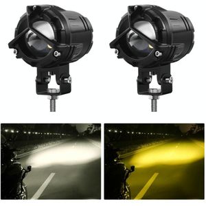 G0025 M3 9-30V 90W 6000K/3000K 9000LM 6 ZES-3575 LEDs White Light+Yellow Light Motorcycle Large Lens Spotlight