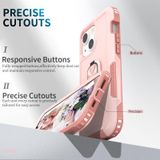 3 in 1 PC + TPU Phone Case with Ring Holder For iPhone 12 mini(Pink)