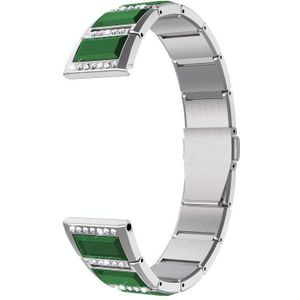 For Samsung Galaxy Watch 3 45mm Active Stainless Steel Diamond Encrusted Replacement Watchbands(Silver+Green)