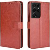 For Samsung Galaxy S21 Ultra 5G Retro Crazy Horse Texture Horizontal Flip Leather Case with Holder & Card Slots & Photo Frame(Brown)