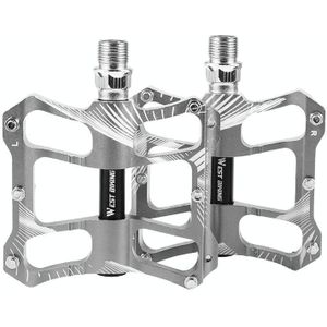 WEST BIKING YP0802080 Bicycle Aluminum Alloy Pedal Riding Foot Pedal Bicycle Accessories(Silver)