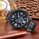 CAGARNY 6845 Fashion Dual Quartz Movement Wrist Watch with Leather Band(Black Band Black Window)