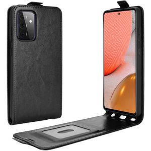 For Samsung Galaxy A72 5G R64 Texture Single Vertical Flip Leather Protective Case with Card Slots & Photo Frame(Black)